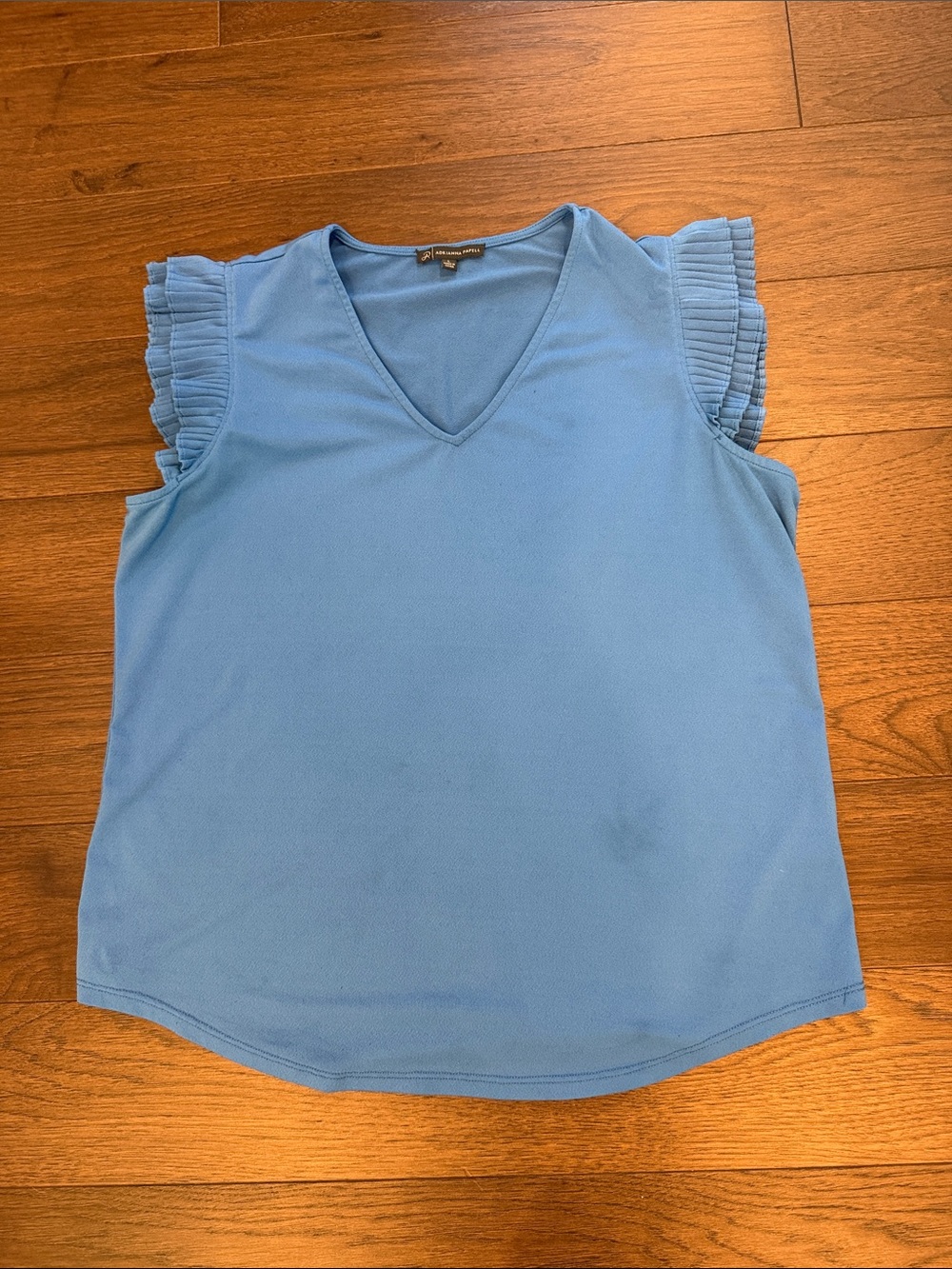 Adrianna Papell Light Blue V‑Neck Ruffled Sleeve Camisole Size Large - C8-042